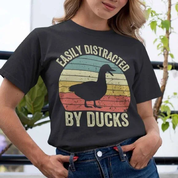 Easily Distracted by Ducks, Duck Shirt, Bird Shirt, Duck Mom, Funny Gift - Picture 1 of 4